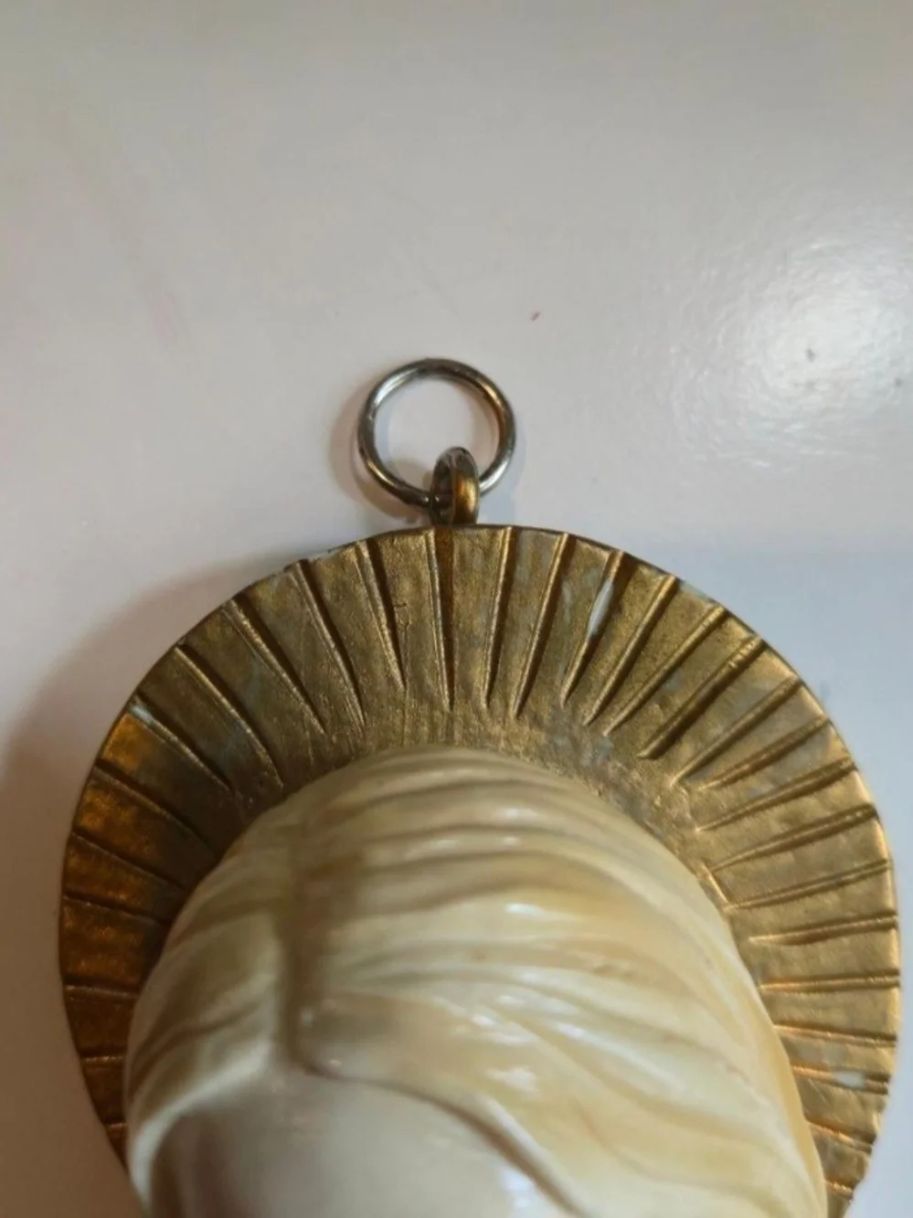 Joan of Arc Bookstores Madonna Wall Plaque in Cream with Gold Label